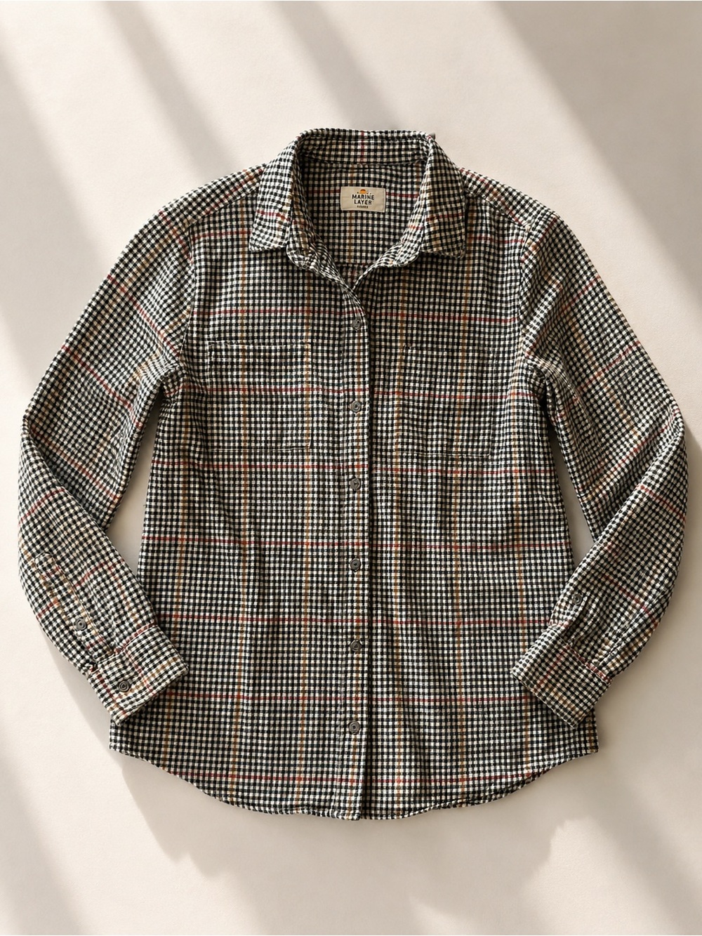 Marine Layer Mens Medium Plaid Flannel Button Front Shirt Cotton Long Sleeve